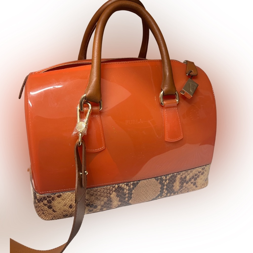 Large furla Candy Handbag orange